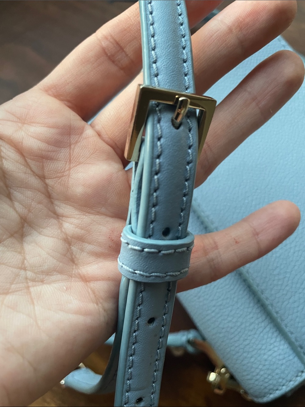 kate spade Baby Blue Pearl-Trim Leather Crossbody - Picture 7 of 12